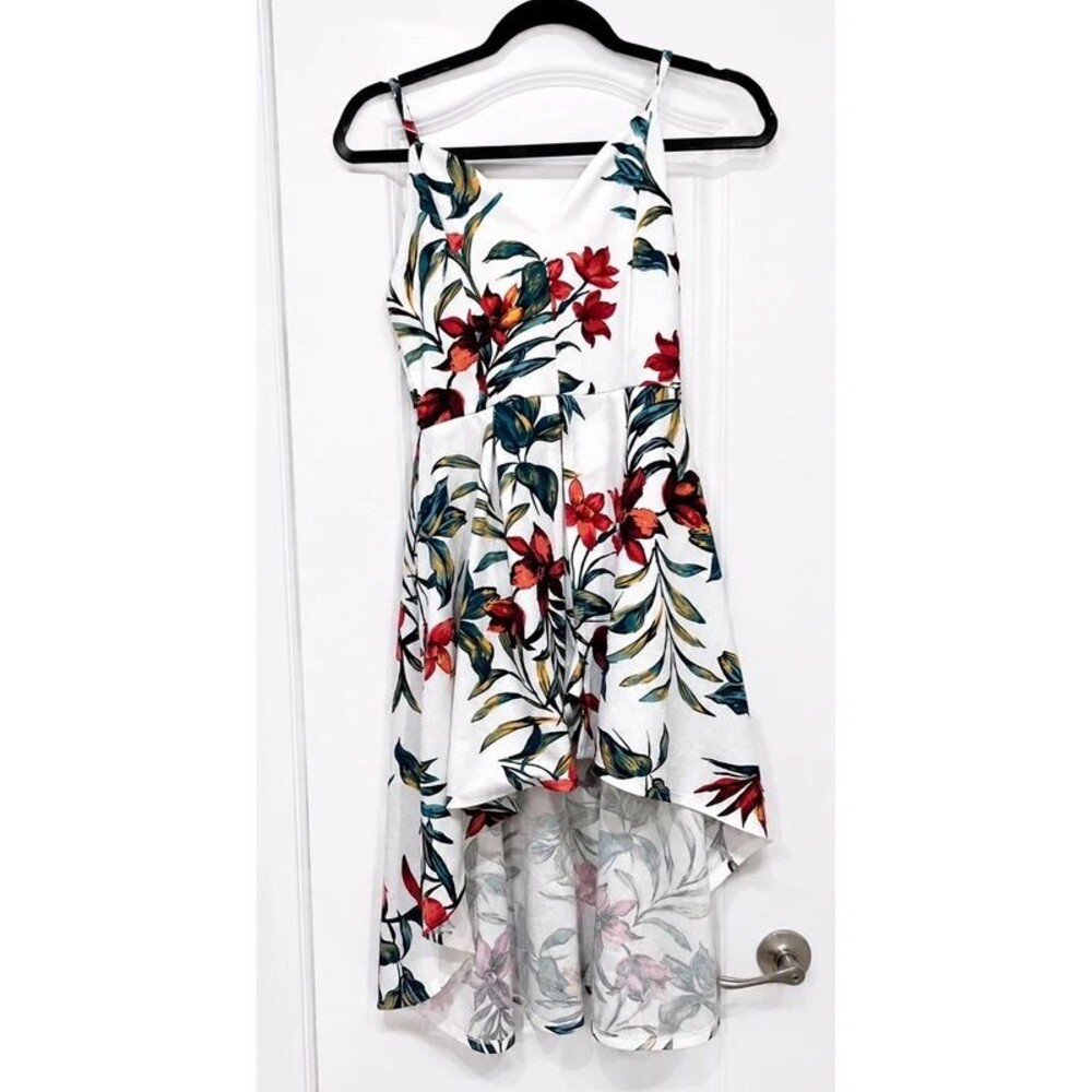 Derek Heart Women’s Floral High-Low Dress Size Small White Multicolor